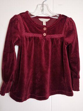 Matilda Jane Just Imagine Bronwyn Wine Velour Girls 4 Lace Trim Henley Swing Top